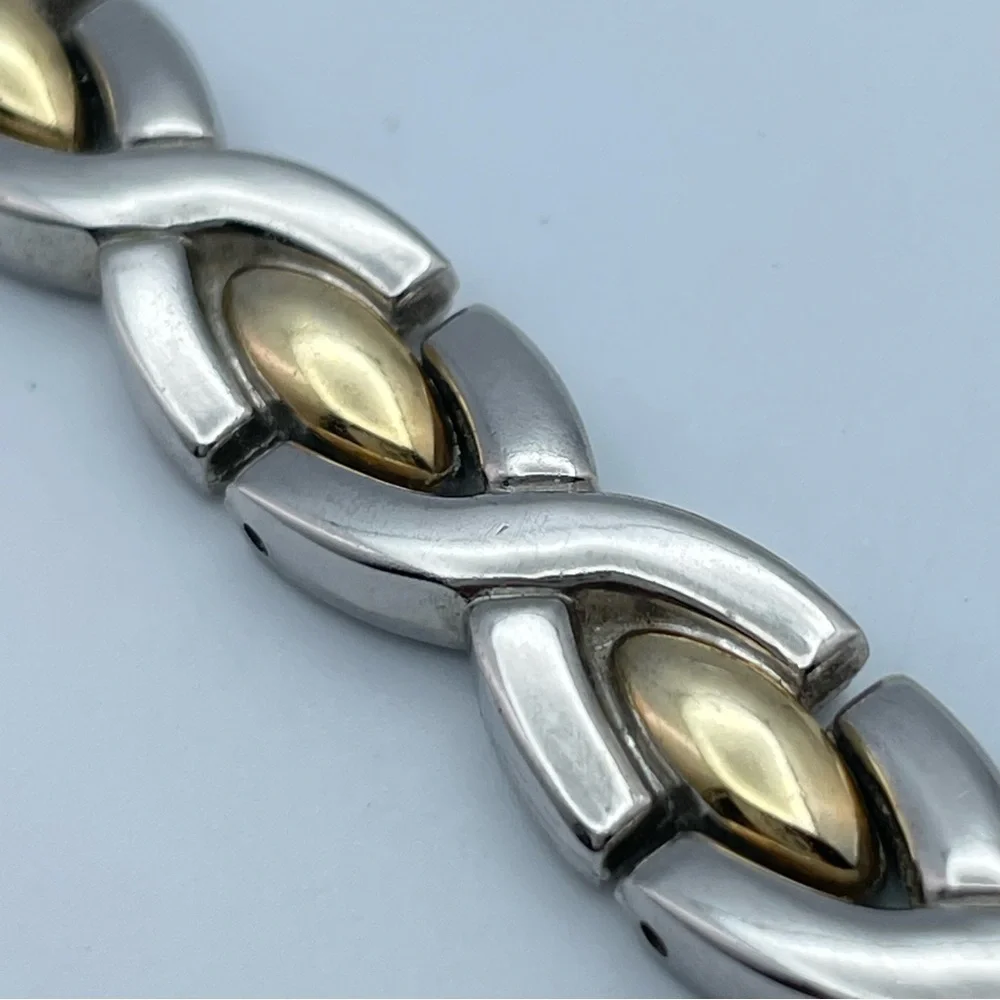Gramercy Two Tone Quartz Watch Silver Gold Link Bracelet New Battery